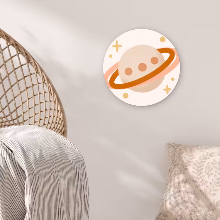 Muurcirkel glas - Planeet - Ringen - Ruimte - Illustratie - Beige — 5