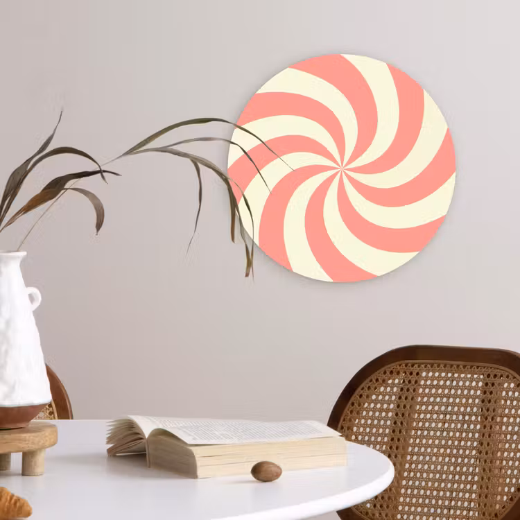 Muurcirkel glas - Spiraal - Patroon - Abstract - Roze - Beige — 4