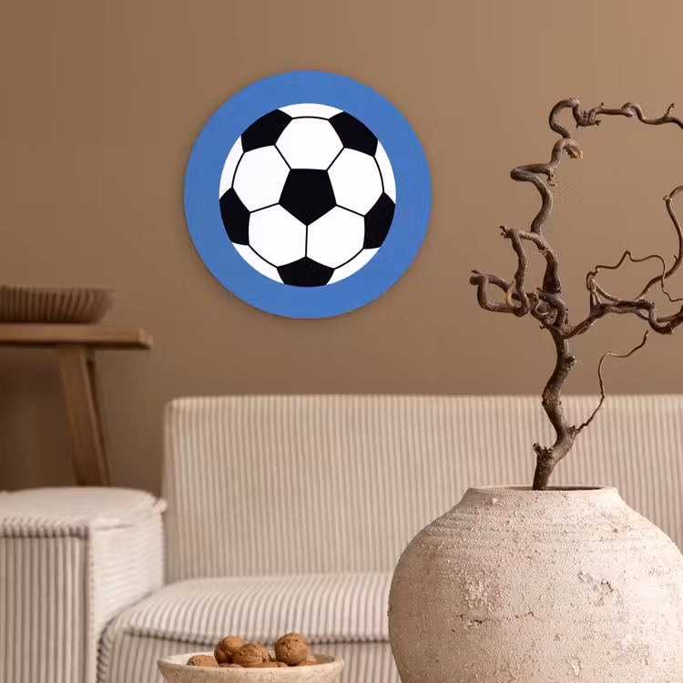Muurcirkel glas - Voetbal - Zwart-wit - Sport - Illustratie - Blauw — 2
