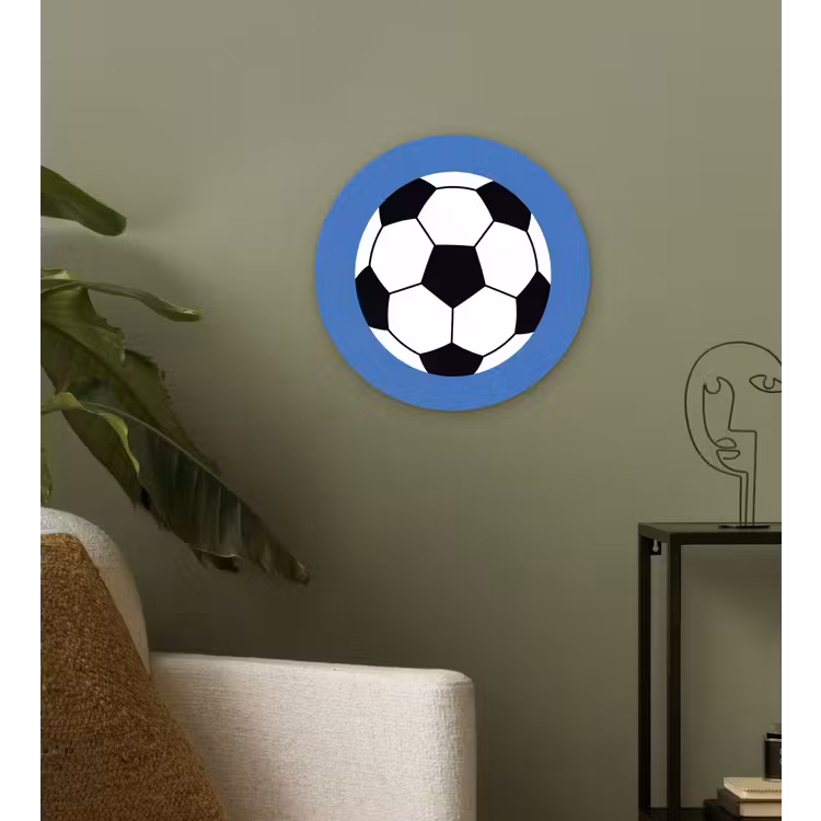 Muurcirkel glas - Voetbal - Zwart-wit - Sport - Illustratie - Blauw — 3