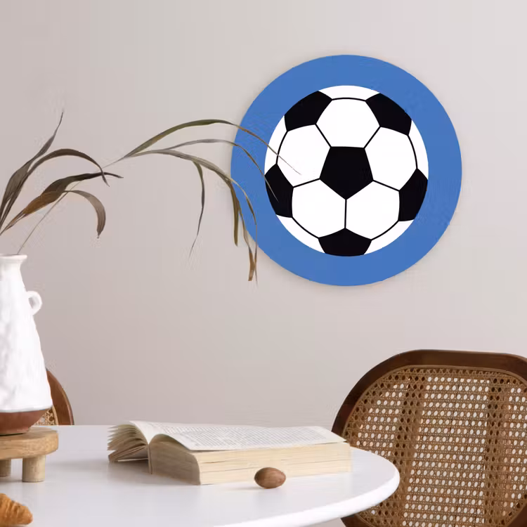 Muurcirkel glas - Voetbal - Zwart-wit - Sport - Illustratie - Blauw — 4