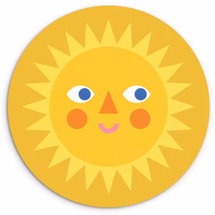 Muurcirkel glas - Zon - Gezicht - Zomer - Illustratie - Geel — 1