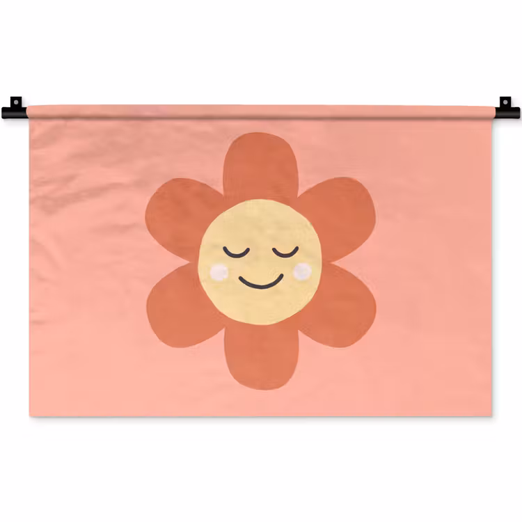 Wandkleed - Bloemen - Tekenfilm - Kind - Roze — 1