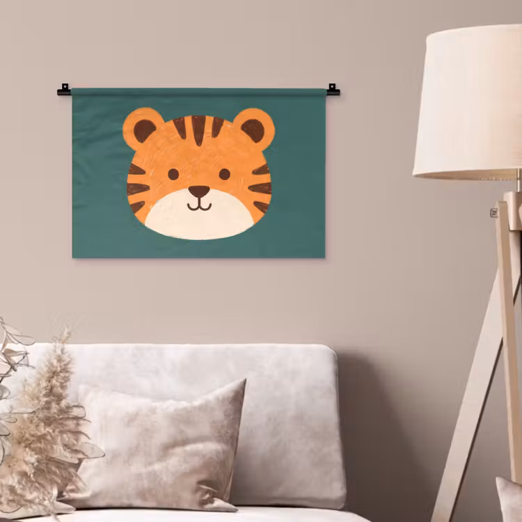 Wandkleed - Dieren - Kop - Oranje - Illustratie - Modern — 2