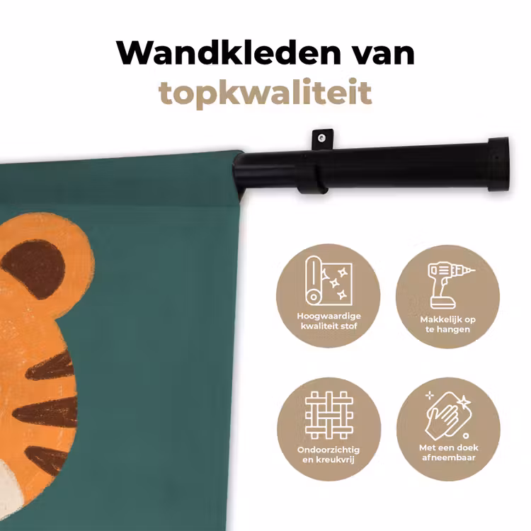 Wandkleed - Dieren - Kop - Oranje - Illustratie - Modern — 3
