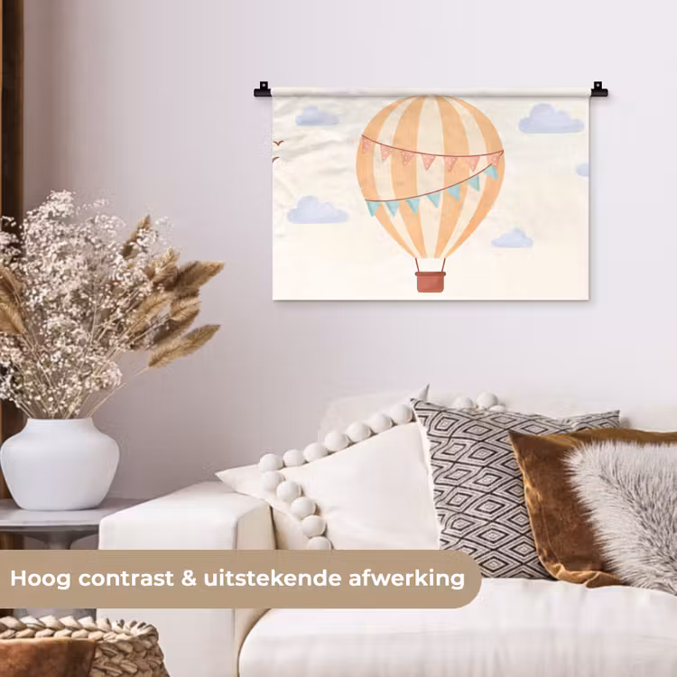 Wandkleed - Luchtballon - Wolken - Illustratie - Zacht - Kinderkamer — 4
