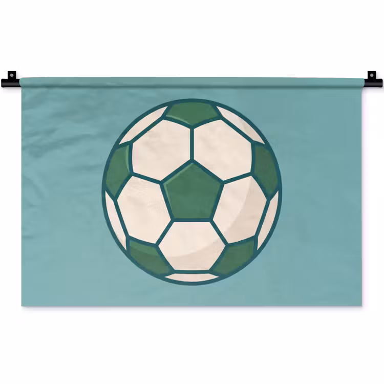 Wandkleed - Voetbal - Geometrisch - Sport - Illustratie - Blauwgroen — 1