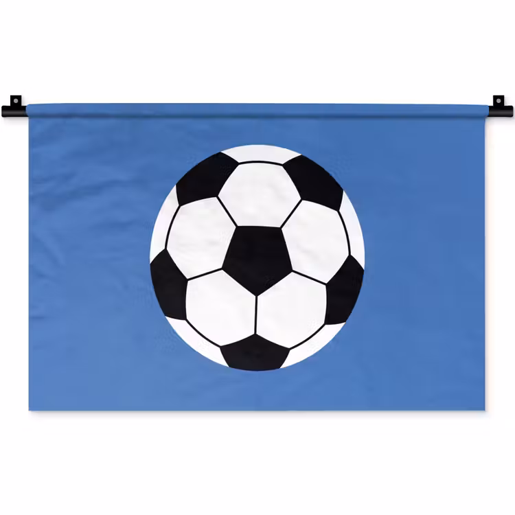 Wandkleed - Voetbal - Zwart-wit - Sport - Illustratie - Blauw — 1
