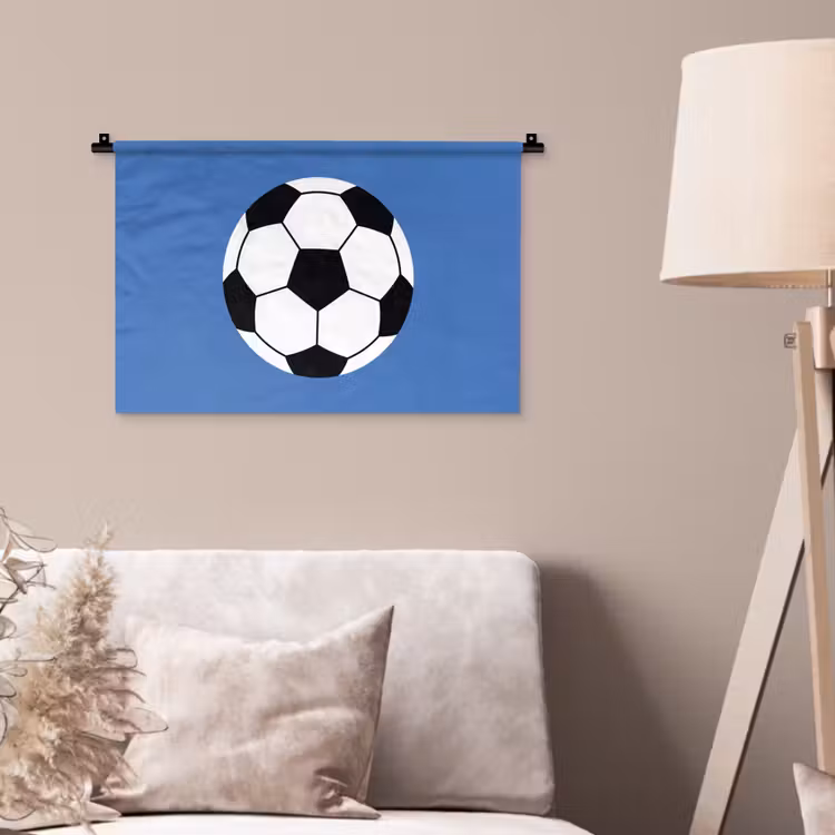 Wandkleed - Voetbal - Zwart-wit - Sport - Illustratie - Blauw — 2