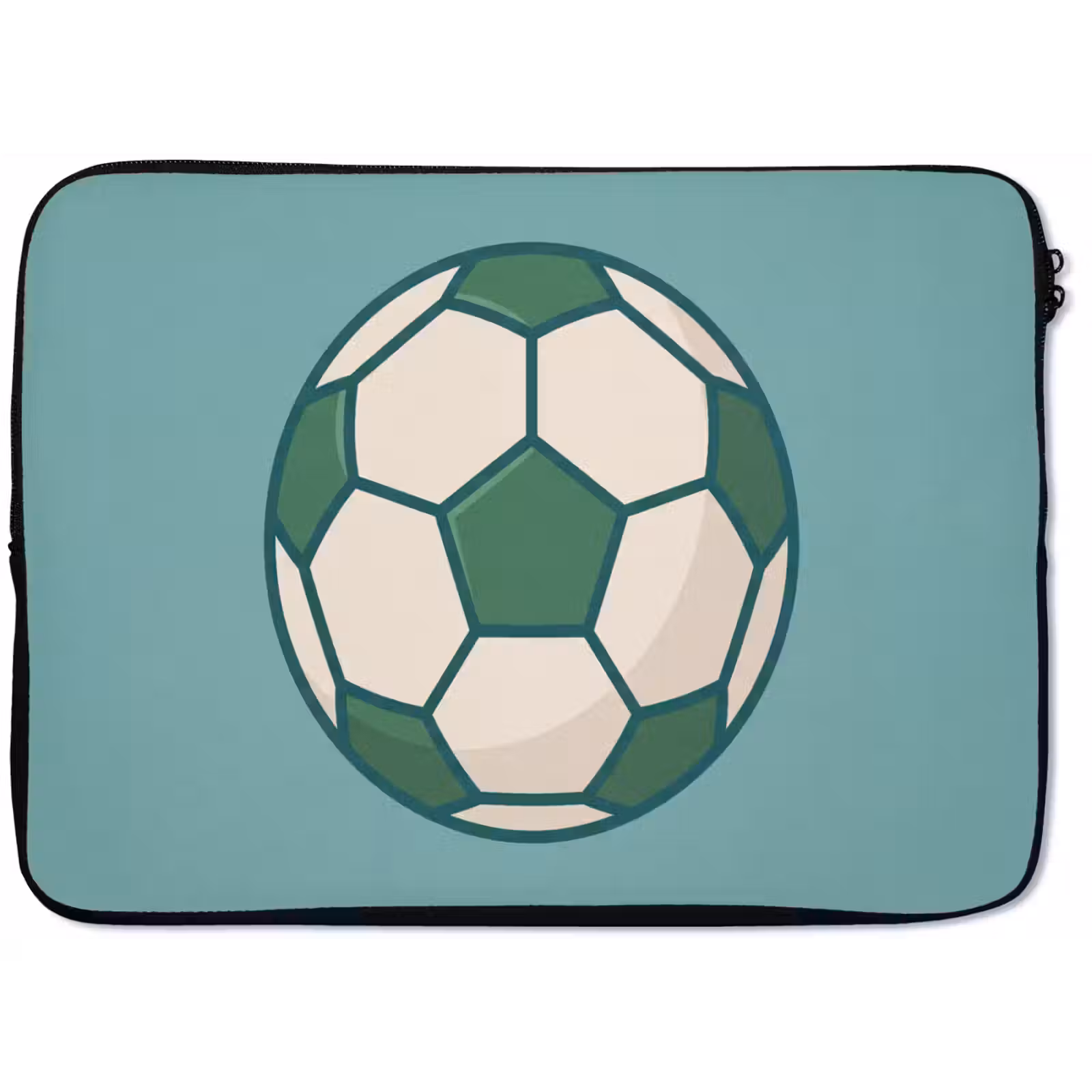 Laptophoes Voetbal - Geometrisch - Sport - Illustratie - Blauwgroen — 1