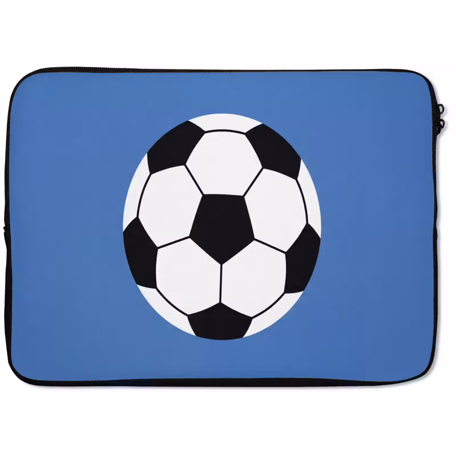 Laptophoes Voetbal - Zwart-wit - Sport - Illustratie - Blauw — 1