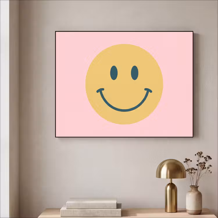 Art frame - Smiley - Geel - Roze - Symbool - Minimalistisch — 5