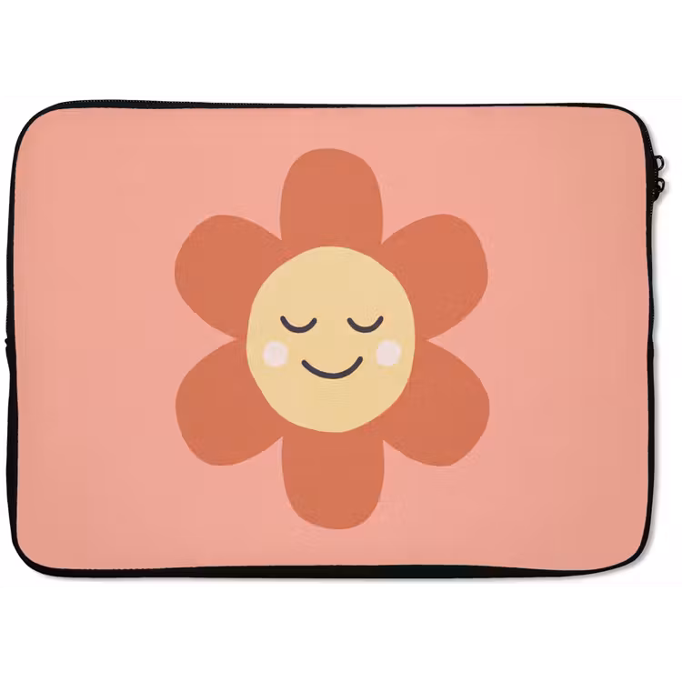 Laptophoes Bloemen - Tekenfilm - Kind - Roze — 1