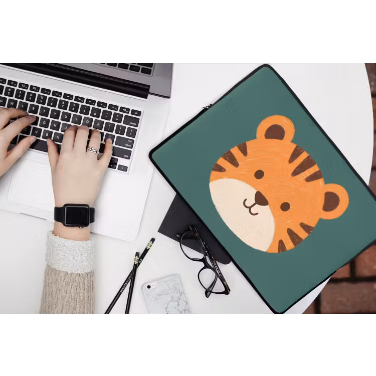 Laptophoes Dieren - Kop - Oranje - Illustratie - Modern — 3