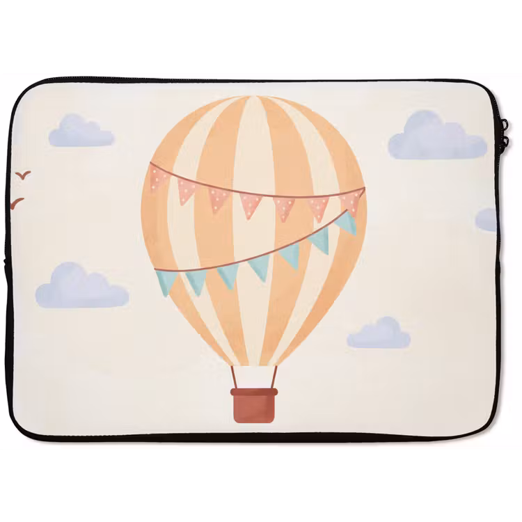 Laptophoes Luchtballon - Wolken - Illustratie - Zacht - Kinderkamer — 1