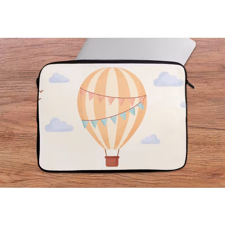 Laptophoes Luchtballon - Wolken - Illustratie - Zacht - Kinderkamer — 2