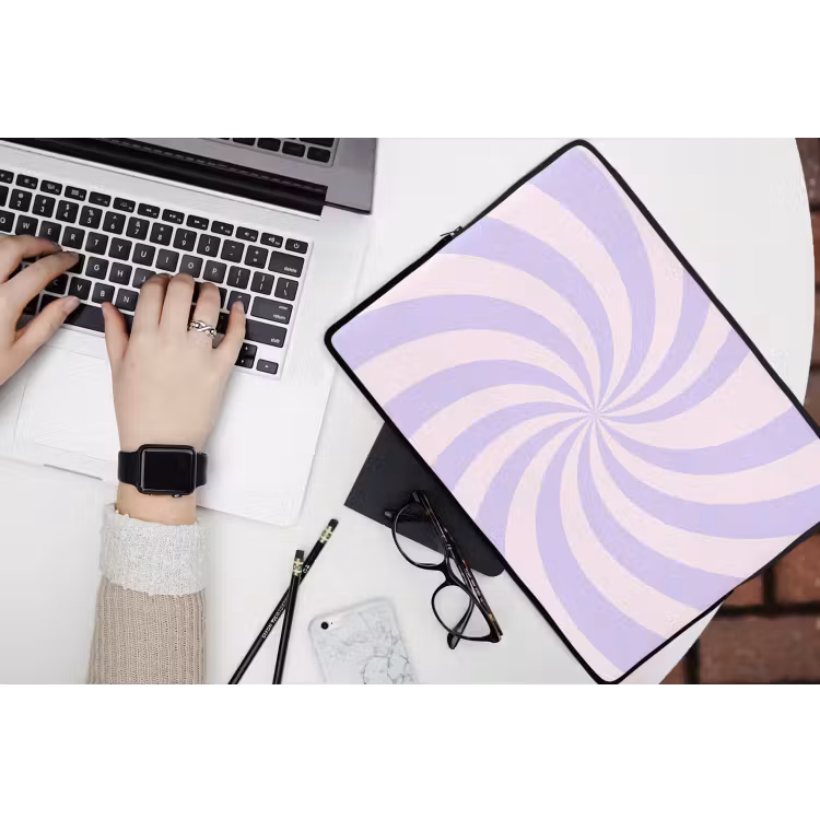 Laptophoes Patroon - Spiraal - Abstract - Modern - Paars-Roze — 3