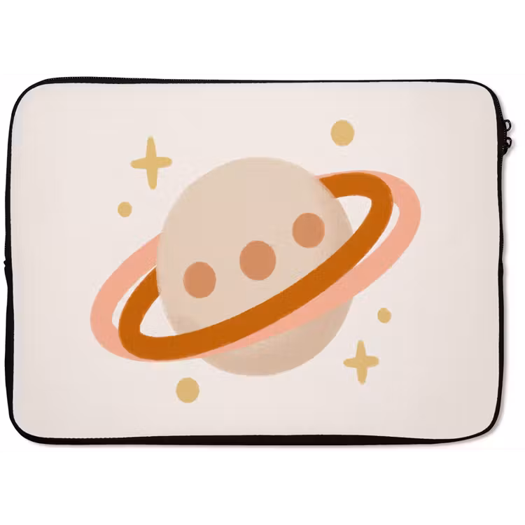 Laptophoes Planeet - Ringen - Ruimte - Illustratie - Beige — 1