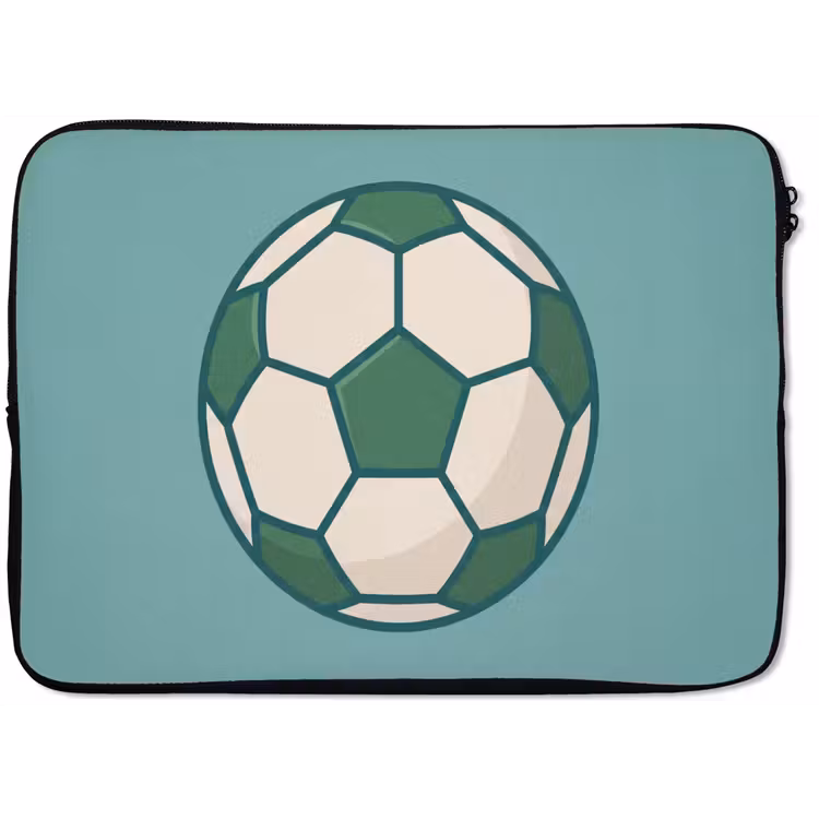 Laptophoes Voetbal - Geometrisch - Sport - Illustratie - Blauwgroen — 1