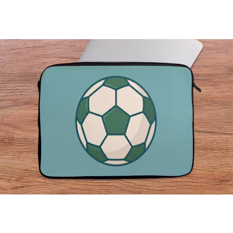 Laptophoes Voetbal - Geometrisch - Sport - Illustratie - Blauwgroen — 2