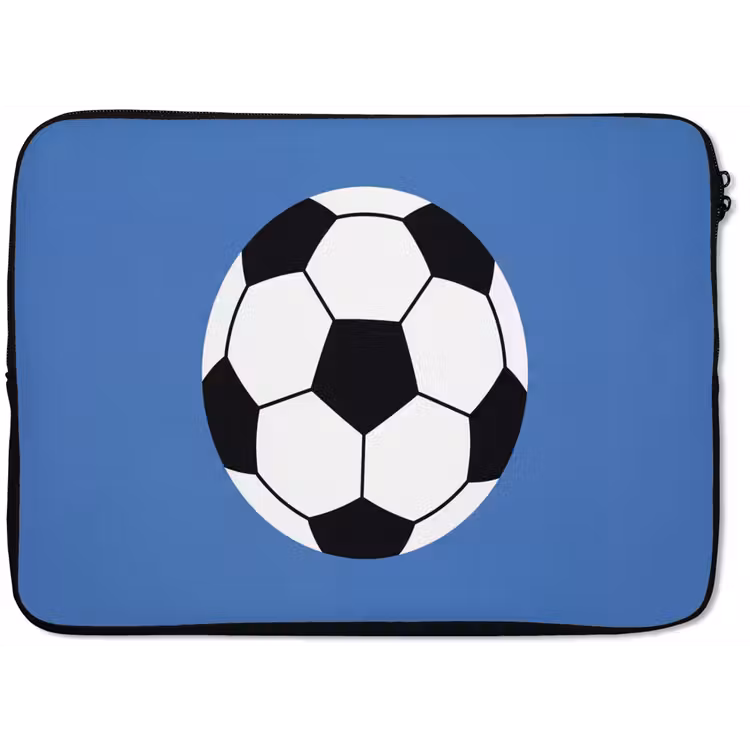 Laptophoes Voetbal - Zwart-wit - Sport - Illustratie - Blauw — 1