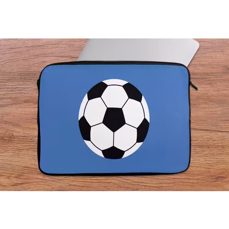 Laptophoes Voetbal - Zwart-wit - Sport - Illustratie - Blauw — 2