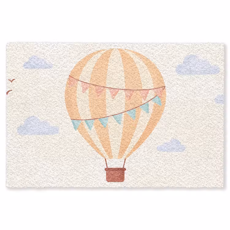 Vloerkleed - Luchtballon - Wolken - Illustratie - Zacht - Kinderkamer — 1