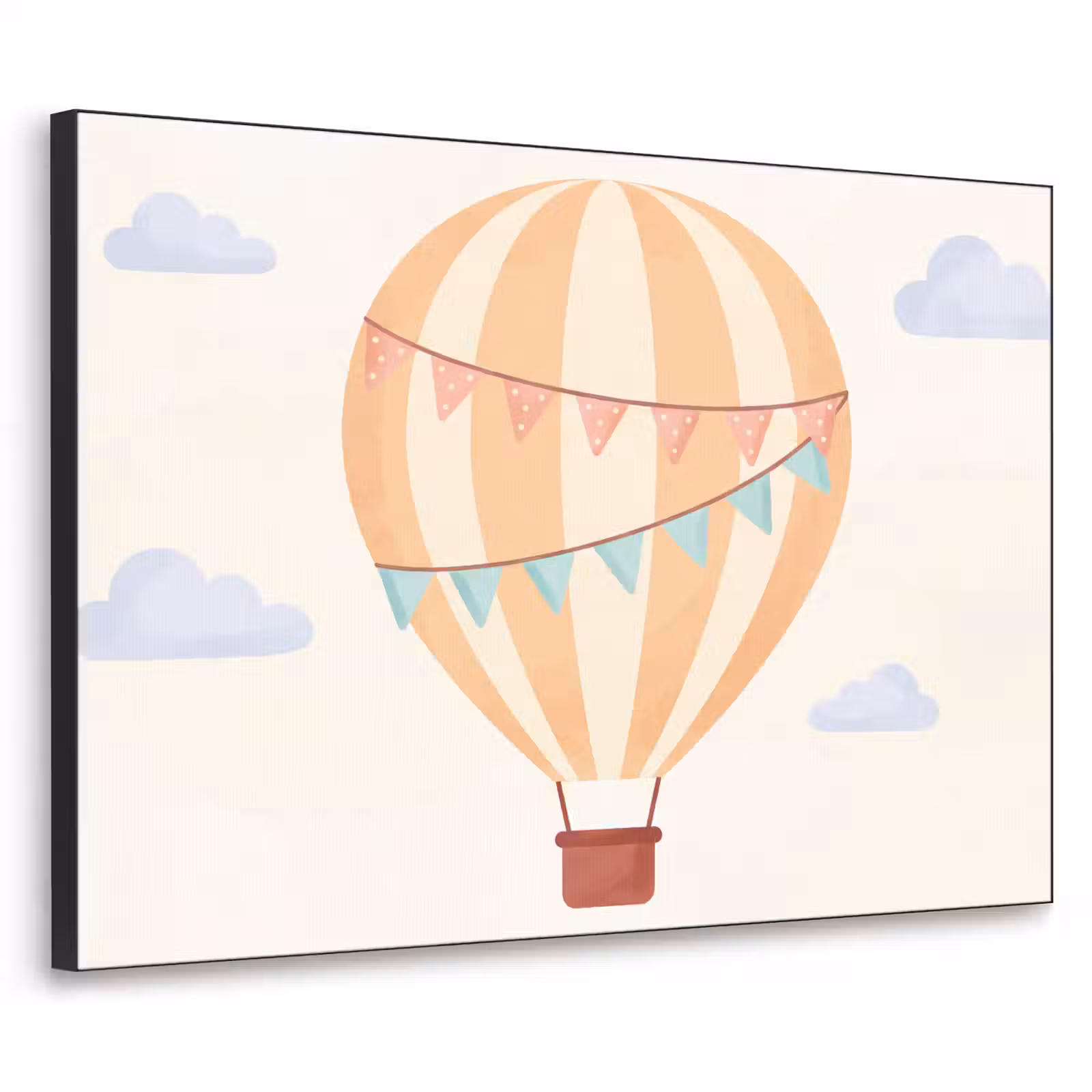 Art frame - Luchtballon - Wolken - Illustratie - Zacht - Kinderkamer — 1