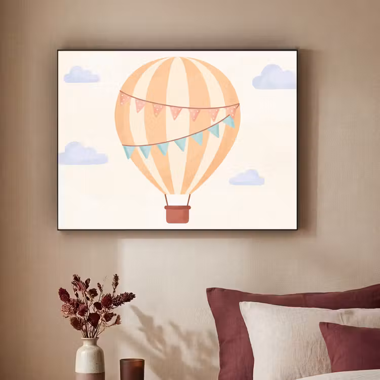 Art frame - Luchtballon - Wolken - Illustratie - Zacht - Kinderkamer — 3