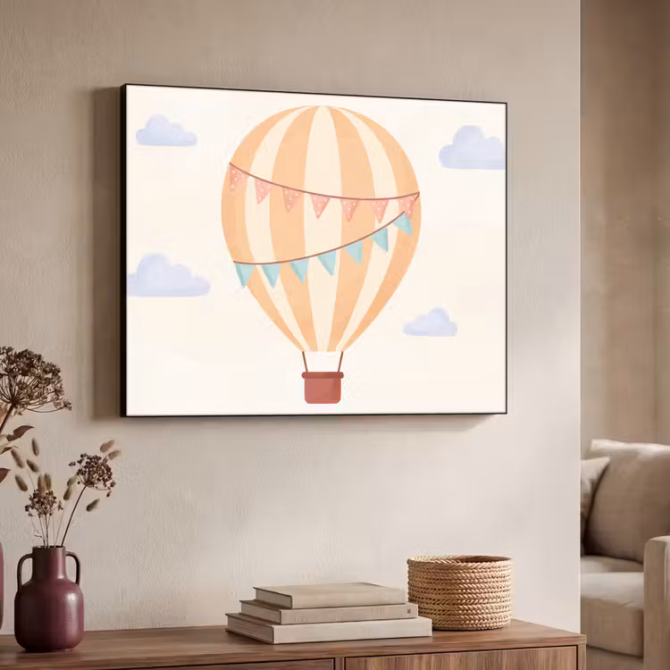 Art frame - Luchtballon - Wolken - Illustratie - Zacht - Kinderkamer — 7