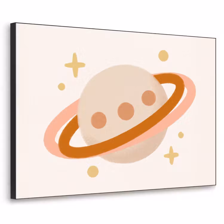 Art frame - Planeet - Ringen - Ruimte - Illustratie - Beige — 1