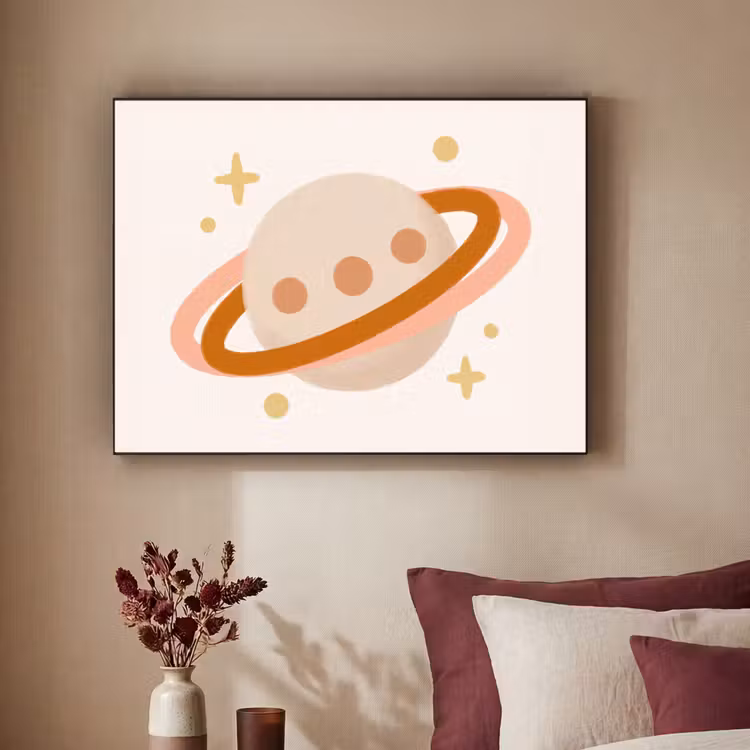 Art frame - Planeet - Ringen - Ruimte - Illustratie - Beige — 3