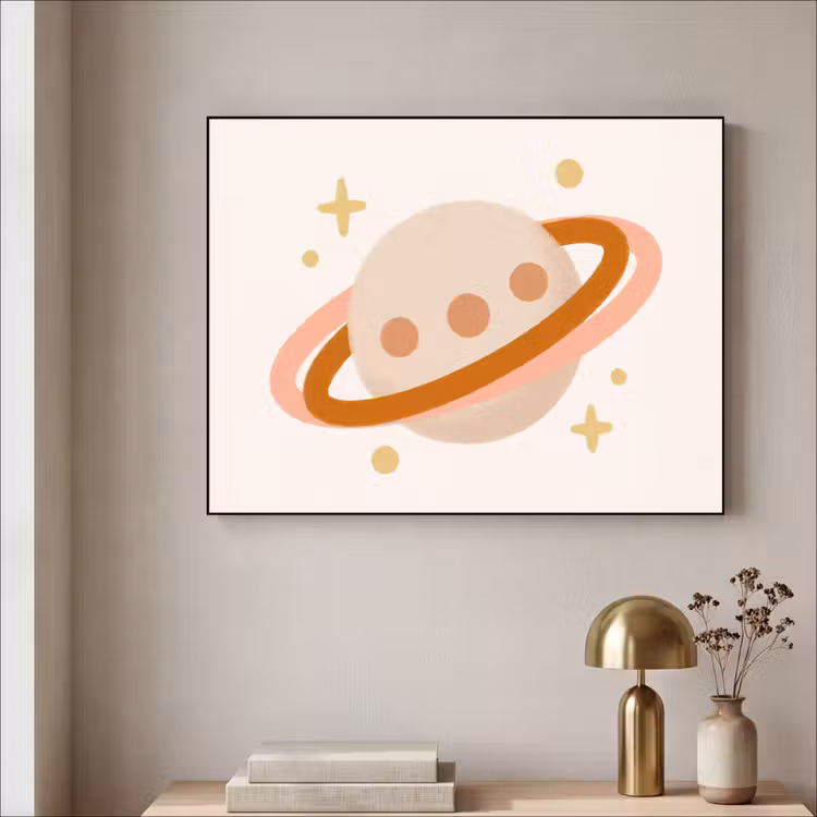 Art frame - Planeet - Ringen - Ruimte - Illustratie - Beige — 5