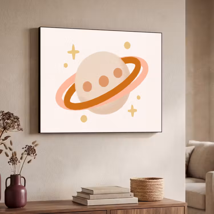 Art frame - Planeet - Ringen - Ruimte - Illustratie - Beige — 7