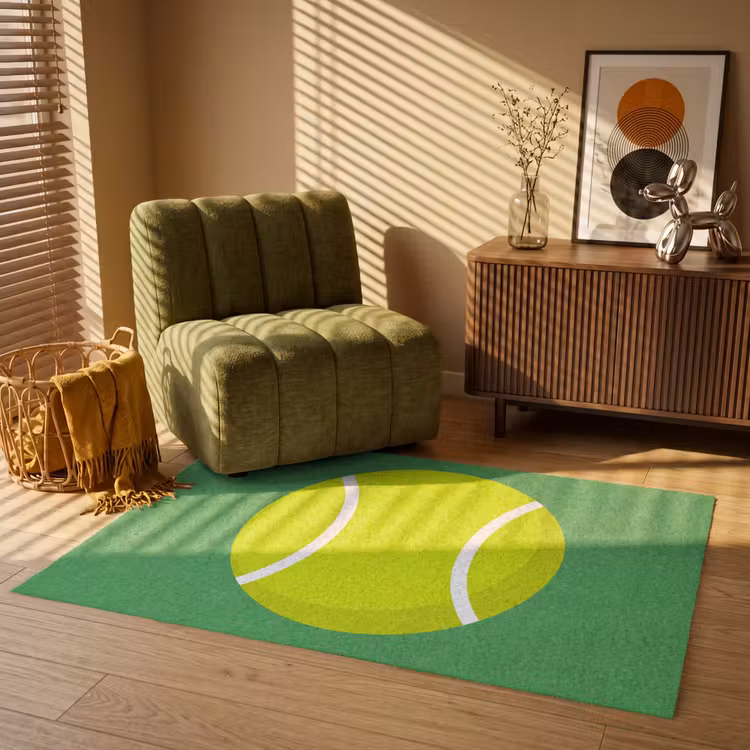 Vloerkleed - Bal - Geel - Sport - Groen - Illustratie — 2