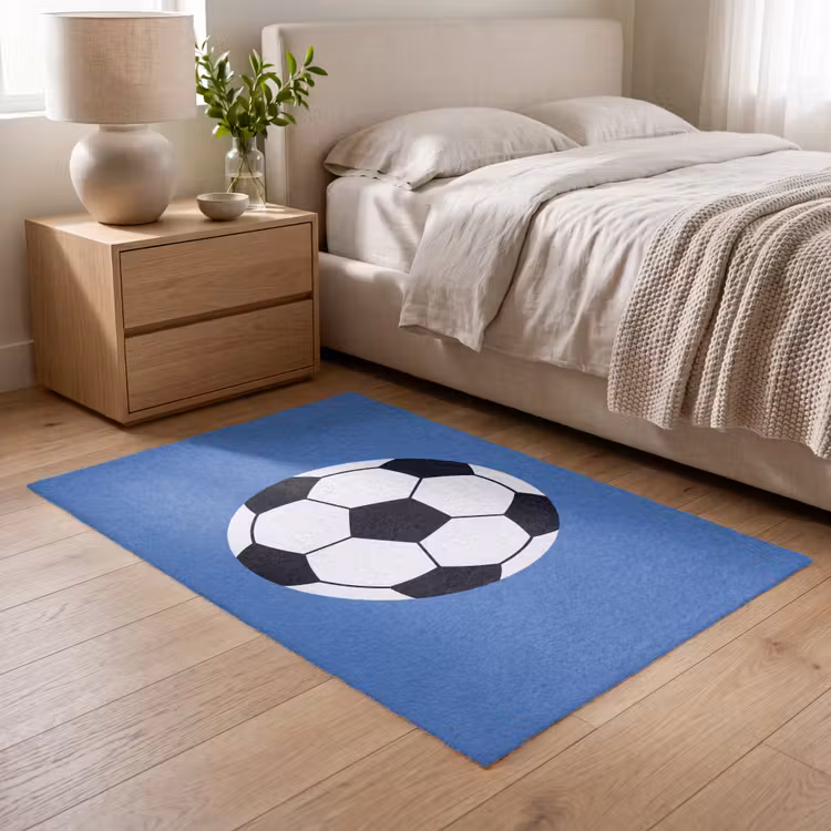 Vloerkleed - Voetbal - Zwart-wit - Sport - Illustratie - Blauw — 5