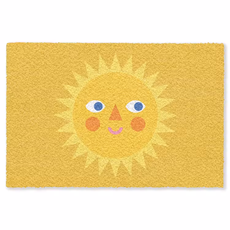 Vloerkleed - Zon - Gezicht - Zomer - Illustratie - Geel — 1
