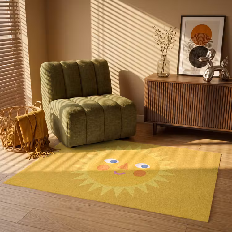 Vloerkleed - Zon - Gezicht - Zomer - Illustratie - Geel — 2