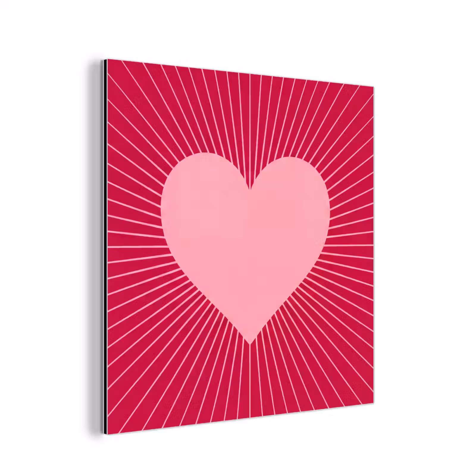 Aluminium schilderij - Hart - Stralen - Liefde - Abstract - Roze — 1