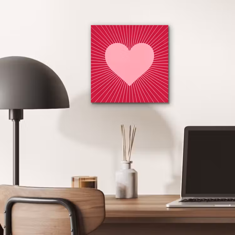 Aluminium schilderij - Hart - Stralen - Liefde - Abstract - Roze — 6