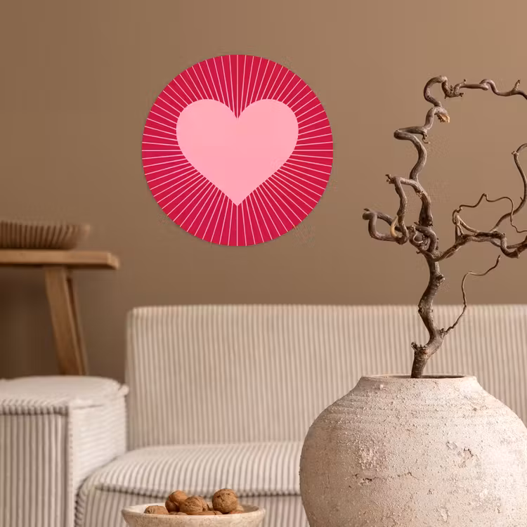 Behangcirkel - Hart - Stralen - Liefde - Abstract - Roze — 2