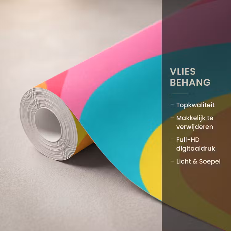 Behang - Patroon - Golvend - Kleurrijk — 3