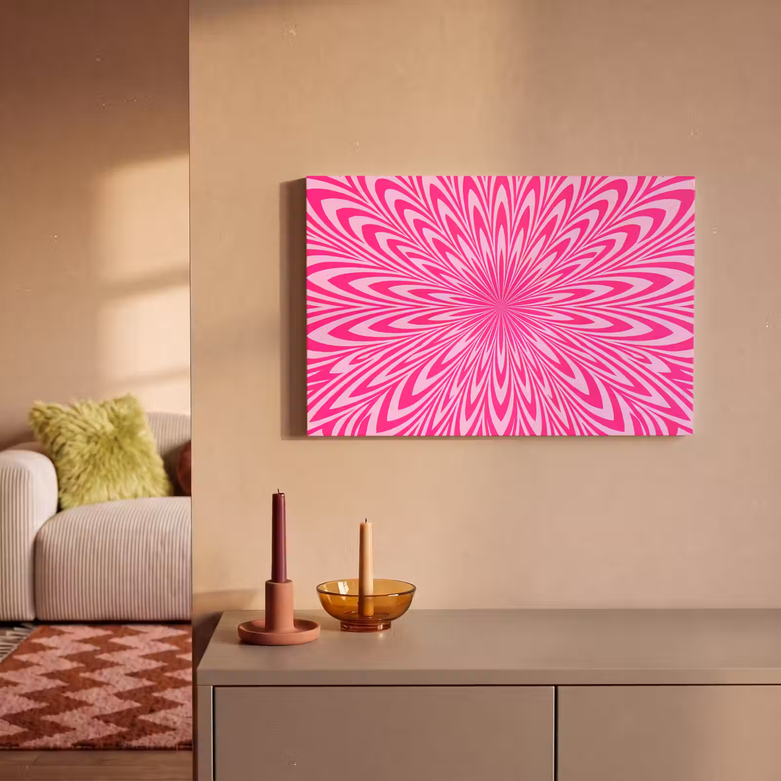 Canvas schilderij - Patroon - Optisch - Roze — 1