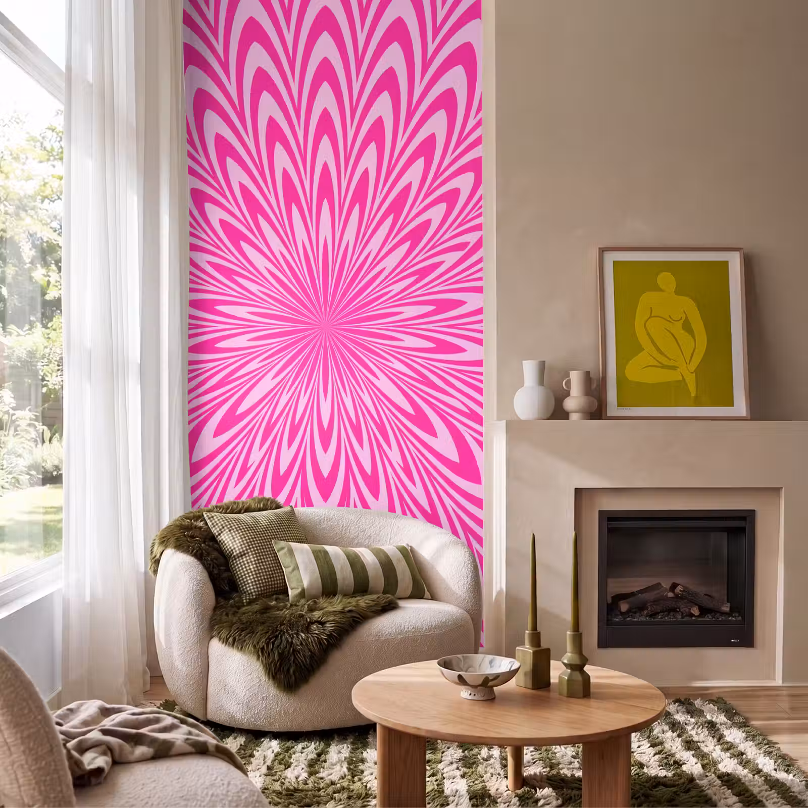 Behang - Patroon - Optisch - Roze — 1