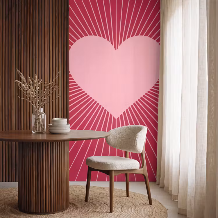 Behang - Hart - Stralen - Liefde - Abstract - Roze — 4