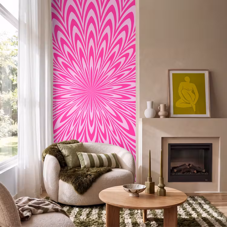 Behang - Patroon - Optisch - Roze — 1
