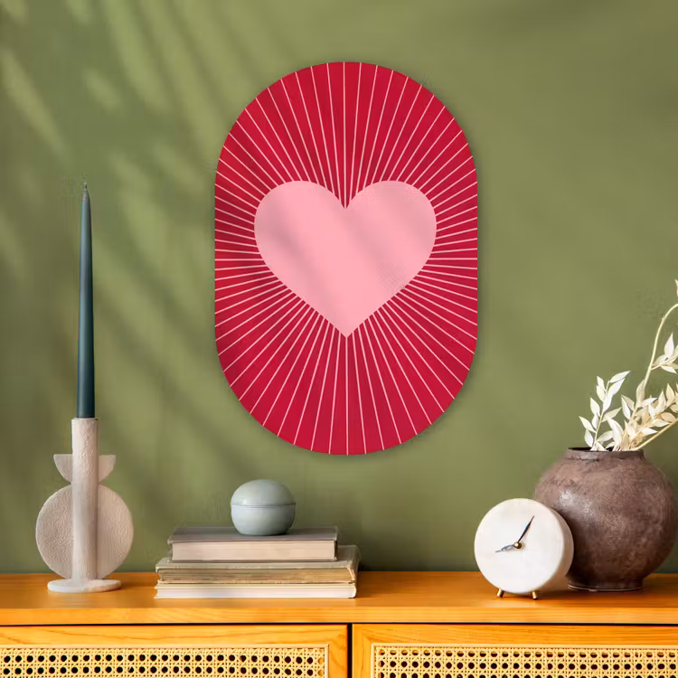 Muurovaal - Hart - Stralen - Liefde - Abstract - Roze — 2