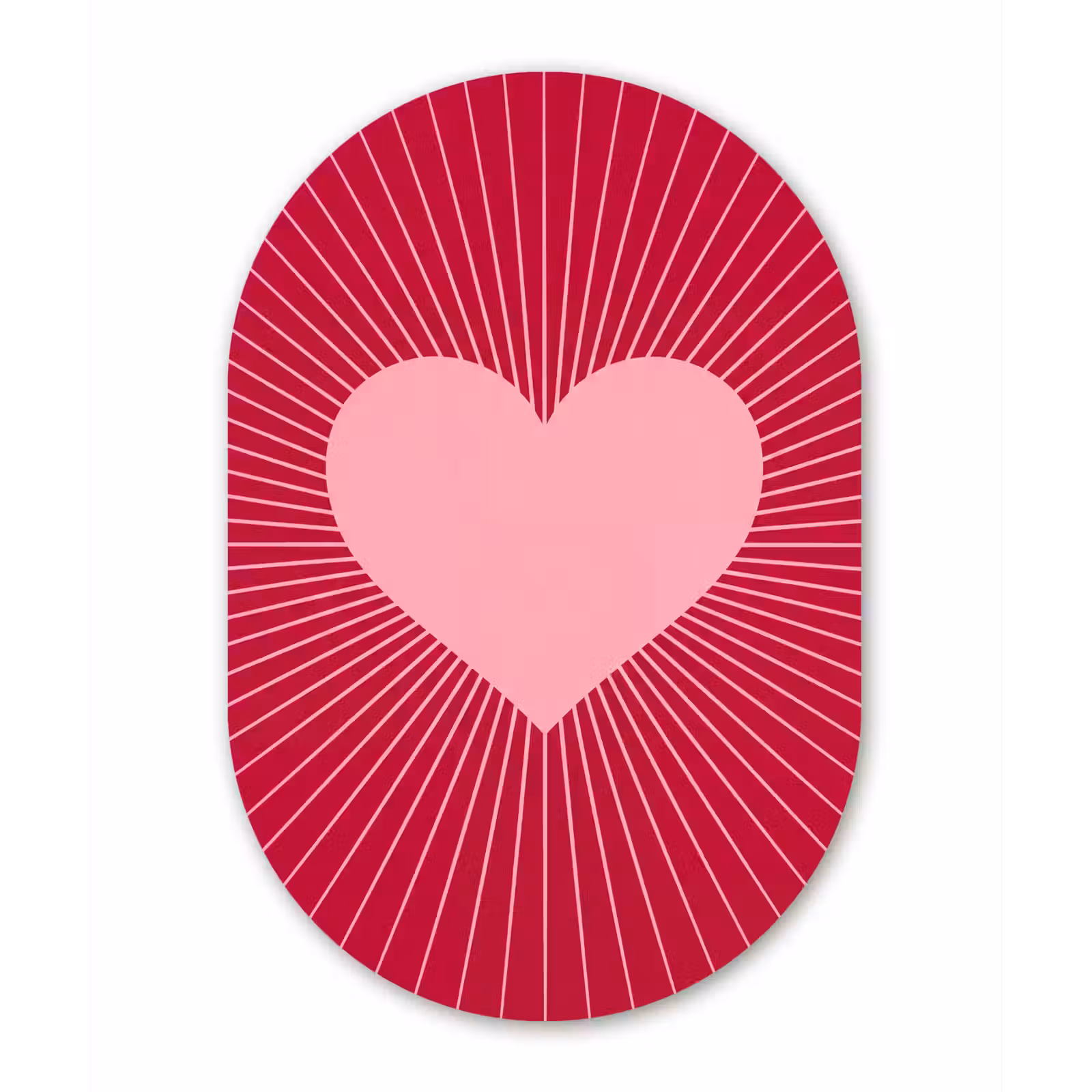 Muurovaal glas - Hart - Stralen - Liefde - Abstract - Roze — 1