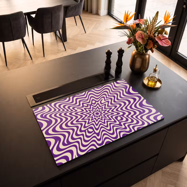 Inductiebeschermer - Abstract - Golven - Optisch - Modern - Paars — 2