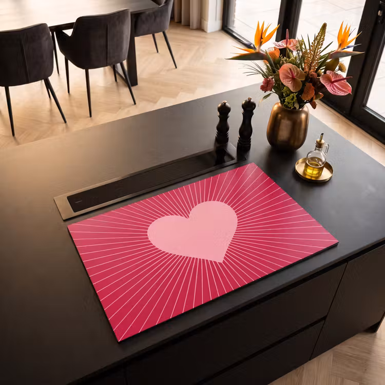 Inductiebeschermer - Hart - Stralen - Liefde - Abstract - Roze — 2